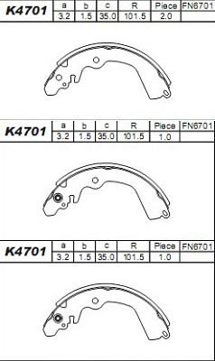 Asimco K4701 - Drum Brake Shoe Set car-mod.net