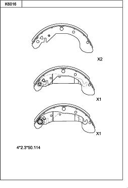 Asimco K6016 - Drum Brake Shoe Set car-mod.net