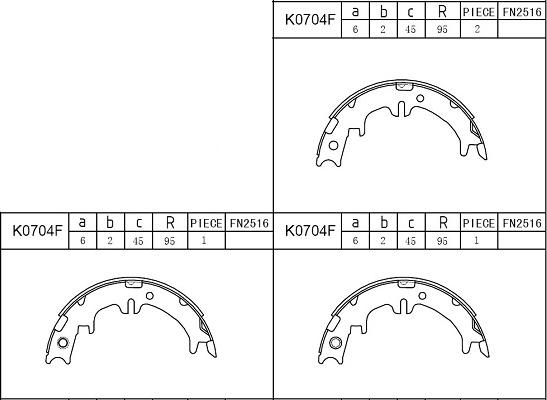 Asimco K0704F - Brake Shoe Set, parking brake car-mod.net