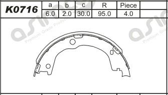 Asimco K0716 - Drum Brake Shoe Set car-mod.net