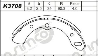 Asimco K3708 - Drum Brake Shoe Set car-mod.net