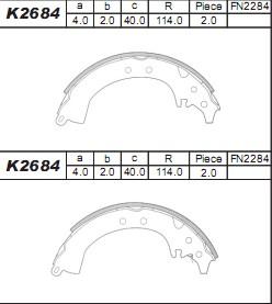 Asimco K2684 - Drum Brake Shoe Set car-mod.net