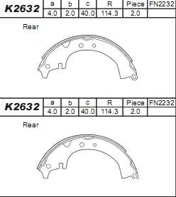 Asimco K2632 - Drum Brake Shoe Set car-mod.net
