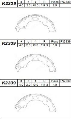 Asimco K2339 - Drum Brake Shoe Set car-mod.net