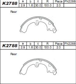 Asimco K2788 - Drum Brake Shoe Set car-mod.net