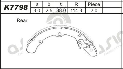 Asimco K7798 - Drum Brake Shoe Set car-mod.net