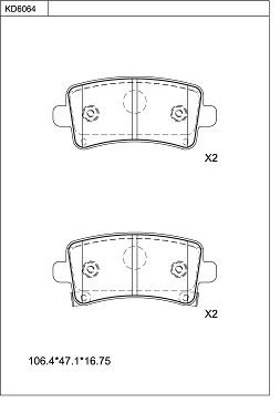 Asimco KD6064 - Brake Pad Set, disc brake car-mod.net