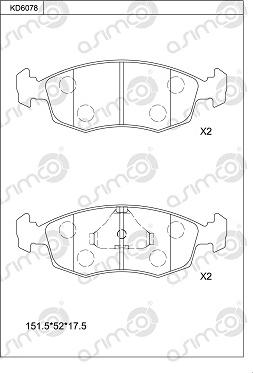 Asimco KD6078 - Brake Pad Set, disc brake car-mod.net