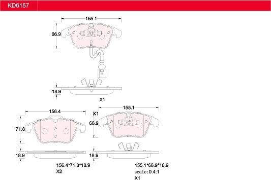 Asimco KD6157 - Brake Pad Set, disc brake car-mod.net