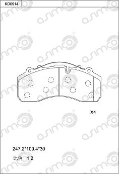 Asimco KD0914 - Brake Pad Set, disc brake car-mod.net