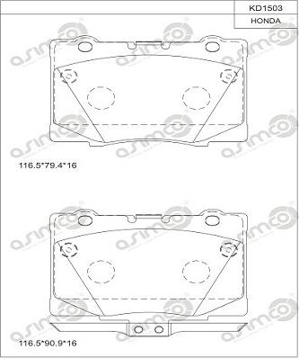 Asimco KD1503 - Brake Pad Set, disc brake car-mod.net