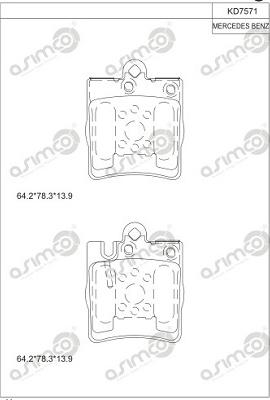Asimco KD7571 - Brake Pad Set, disc brake car-mod.net