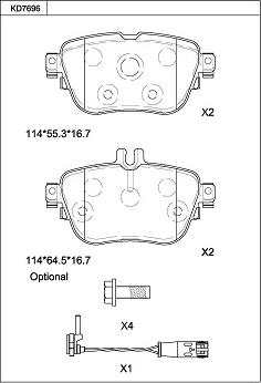 Asimco KD7696 - Brake Pad Set, disc brake car-mod.net