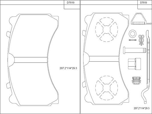 Asimco KD7819 - Brake Pad Set, disc brake car-mod.net