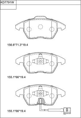 Asimco KD7791W - Brake Pad Set, disc brake car-mod.net