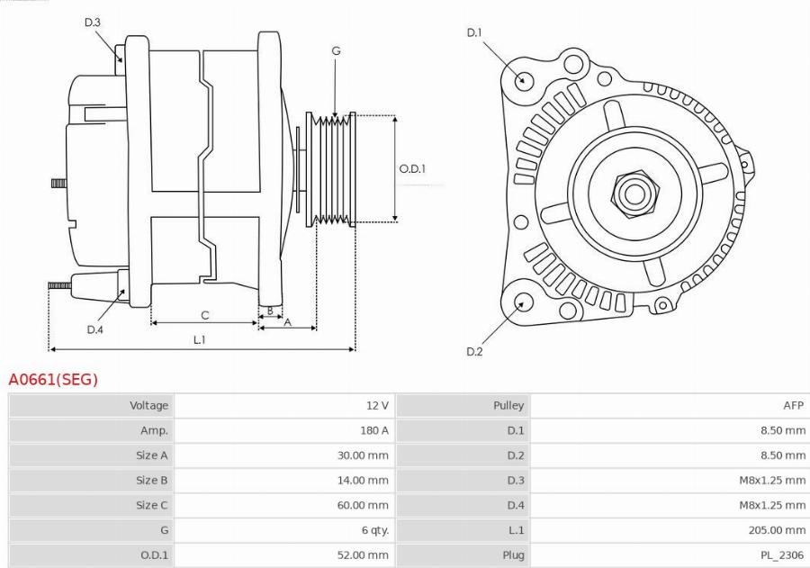 AS-PL A0661(SEG) - Alternator car-mod.net