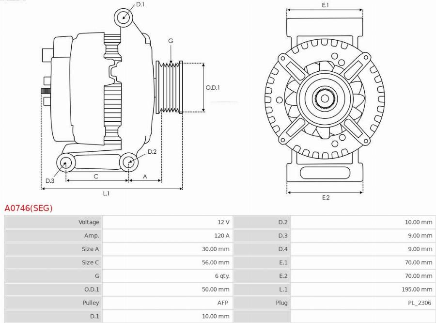 AS-PL A0746(SEG) - Alternator car-mod.net