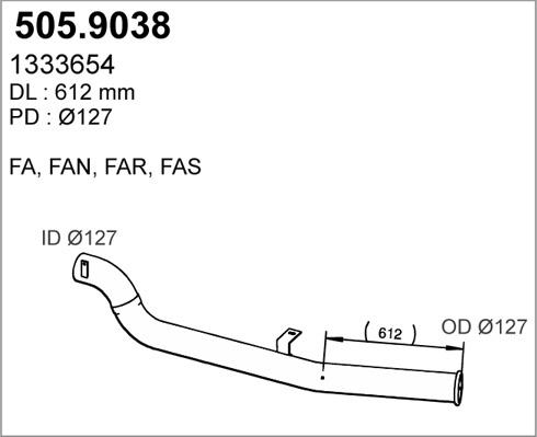 ASSO 505.9038 - Exhaust Pipe car-mod.net