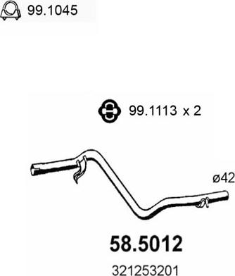 ASSO 58.5012 - Exhaust Pipe car-mod.net
