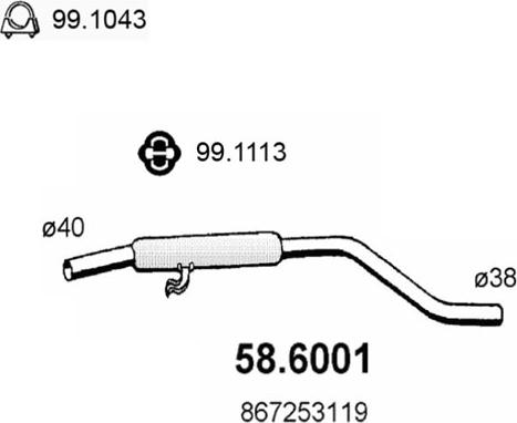 ASSO 58.6001 - Middle Silencer car-mod.net