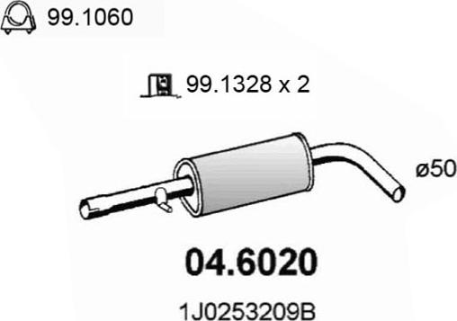ASSO 04.6020 - Middle Silencer car-mod.net