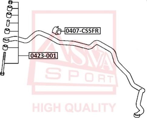 ASVA 0407-CS5FR - Bearing Bush, stabiliser car-mod.net