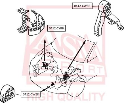 ASVA 0412-CW5R - Holder, engine mounting car-mod.net