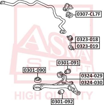 ASVA 0307-CL7F - Bearing Bush, stabiliser car-mod.net