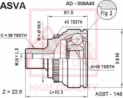 ASVA AD-009A45 - CV Joint Kit, drive shaft car-mod.net