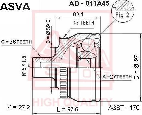 ASVA AD-011A45 - CV Joint Kit, drive shaft car-mod.net