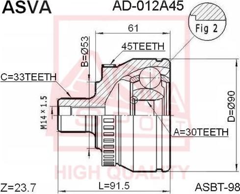 ASVA AD-012A45 - CV Joint Kit, drive shaft car-mod.net