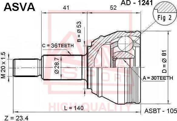 ASVA AD-1241 - CV Joint Kit, drive shaft car-mod.net