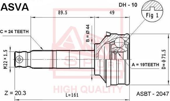 ASVA DH-10 - CV Joint Kit, drive shaft car-mod.net