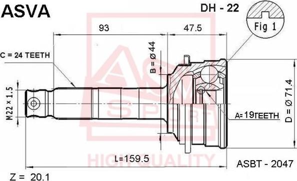 ASVA DH-22 - CV Joint Kit, drive shaft car-mod.net