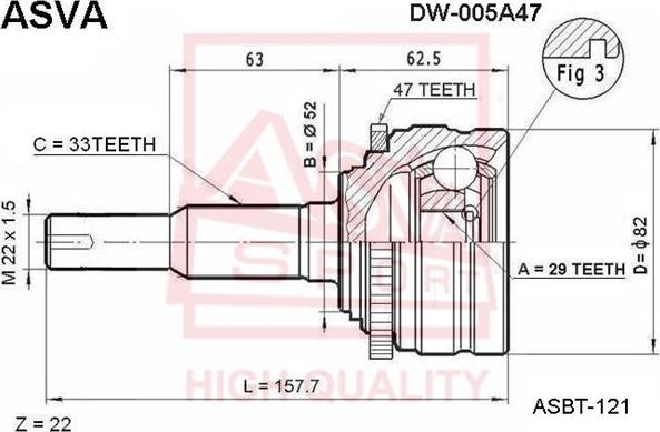 ASVA DW-005A47 - CV Joint Kit, drive shaft car-mod.net