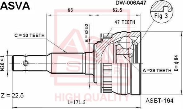 ASVA DW-006A47 - CV Joint Kit, drive shaft car-mod.net