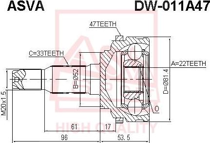 ASVA DW-011A47 - CV Joint Kit, drive shaft car-mod.net