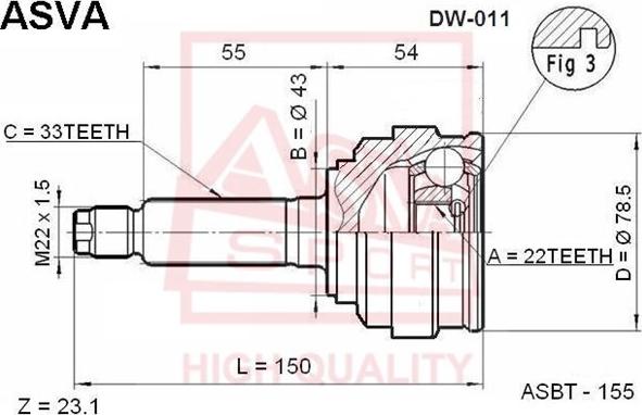ASVA DW-011 - CV Joint Kit, drive shaft car-mod.net