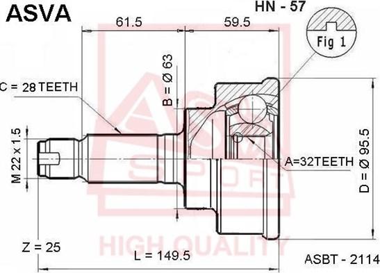 ASVA HN-57 - CV Joint Kit, drive shaft car-mod.net