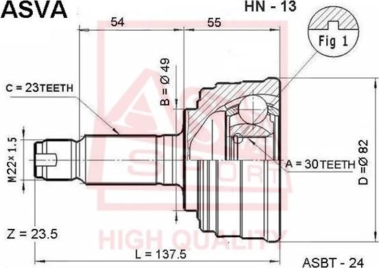 ASVA HN-13 - CV Joint Kit, drive shaft car-mod.net