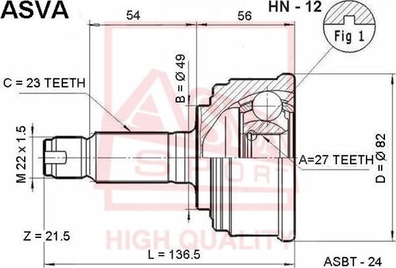 ASVA HN-12 - CV Joint Kit, drive shaft car-mod.net