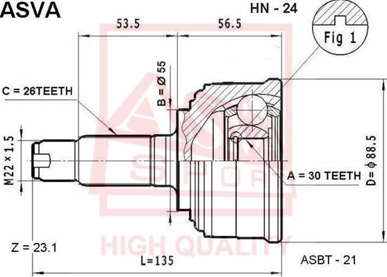 ASVA HN-24 - CV Joint Kit, drive shaft car-mod.net