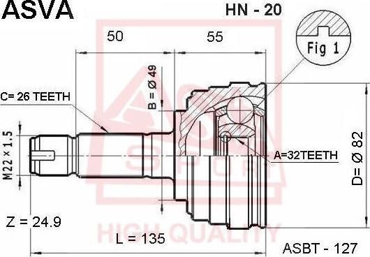 ASVA HN-20 - CV Joint Kit, drive shaft car-mod.net