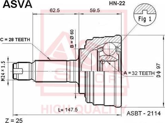 ASVA HN-22 - CV Joint Kit, drive shaft car-mod.net
