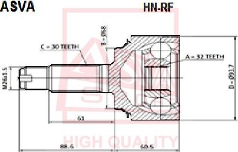 ASVA HN-RF - CV Joint Kit, drive shaft car-mod.net