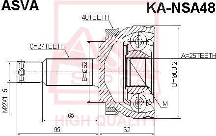 ASVA KA-NSA48 - CV Joint Kit, drive shaft car-mod.net