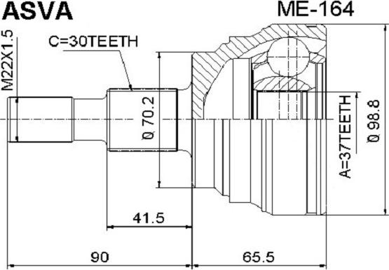 ASVA ME-164 - CV Joint Kit, drive shaft car-mod.net