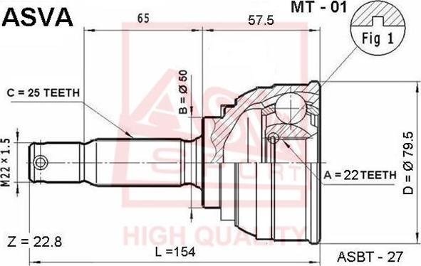 ASVA MT-01 - CV Joint Kit, drive shaft car-mod.net