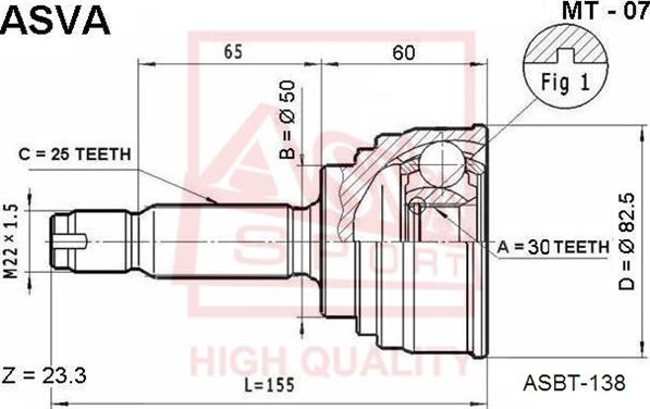 ASVA MT-07 - CV Joint Kit, drive shaft car-mod.net