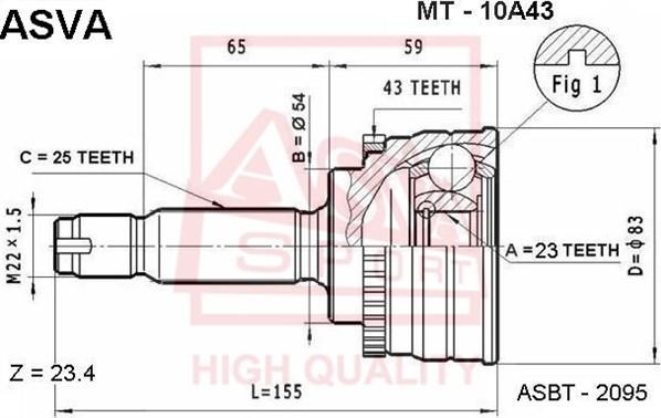 ASVA MT-10A43 - CV Joint Kit, drive shaft car-mod.net